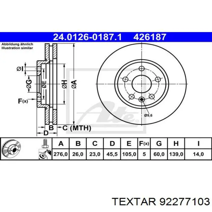 Купить 92277103 Textar Ротор тормозной