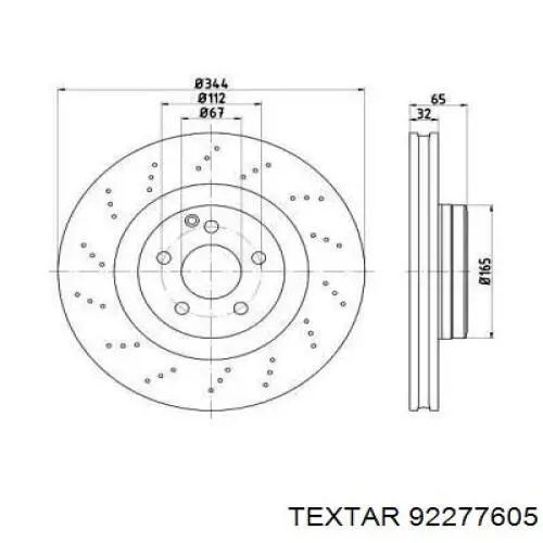 Передние тормозные диски 92277605 Textar