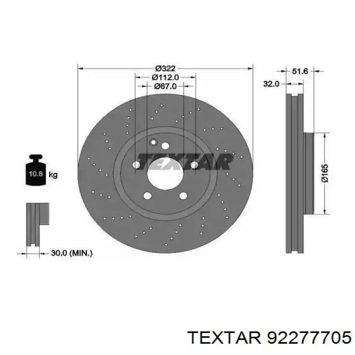 92277705 Textar Диск тормозной передний