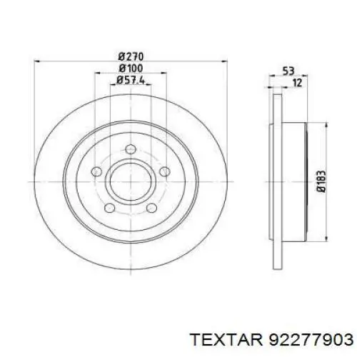 Тормозные диски 92277903 Textar