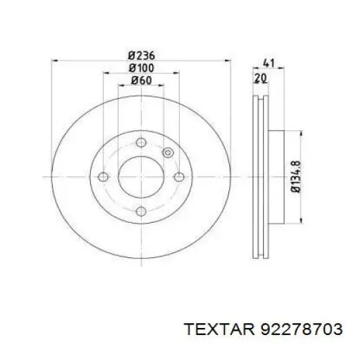 Передние тормозные диски 92278703 Textar