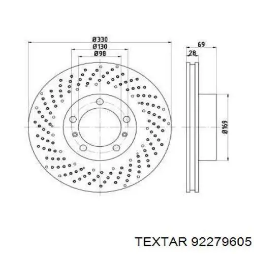 Передние тормозные диски 92279605 Textar