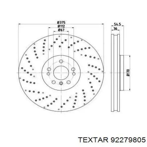 Тормоз дисковый передний Textar 92279805 цена, от 130.96 USD