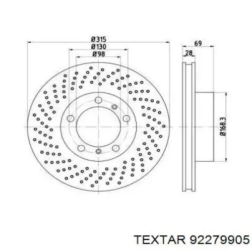 Передние тормозные диски 92279905 Textar