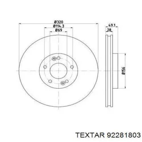 Тормоз дисковый передний Textar 92281803 цена, от 124.60 USD