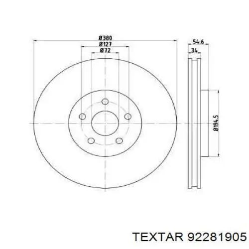 Передние тормозные диски 92281905 Textar