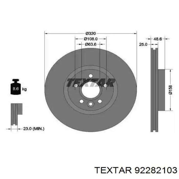 92282103 Textar disco do freio dianteiro