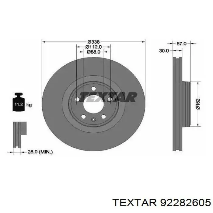 92282605 Textar disco do freio dianteiro