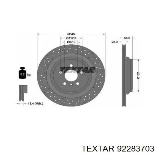 92283703 Textar disco do freio traseiro