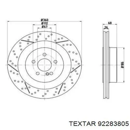 Тормозные диски 92283805 Textar