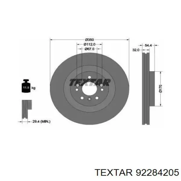Купить 92284205 Textar Ротор тормозной