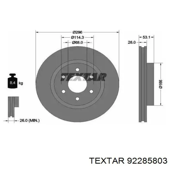 92285803 Textar передние тормозные диски