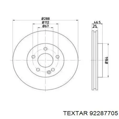 92287705 Textar Диск тормозной передний