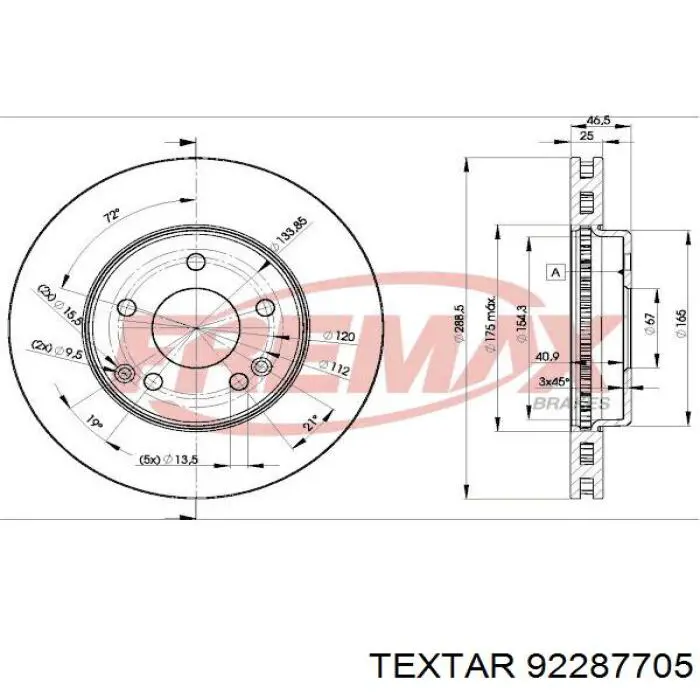 Передний тормозной диск Textar 92287705