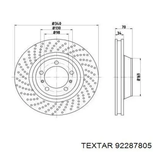 Передние тормозные диски 92287805 Textar