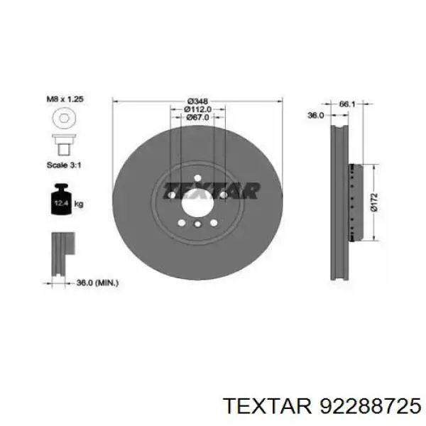 Передние тормозные диски 92288725 Textar