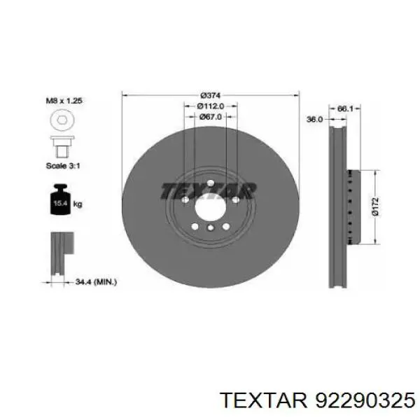 92290325 Textar тормозные диски