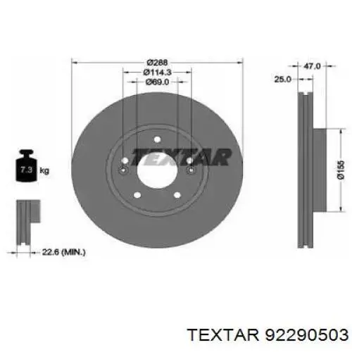 92290503 Textar disco do freio dianteiro