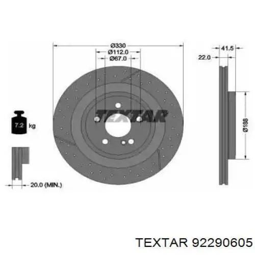 Тормозные диски 92290605 Textar