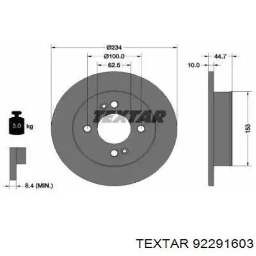 Тормозные диски 92291603 Textar