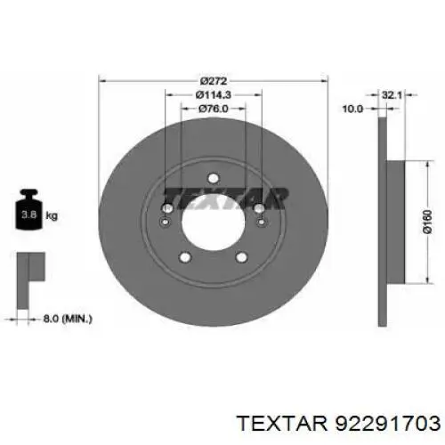 Тормозные диски 92291703 Textar