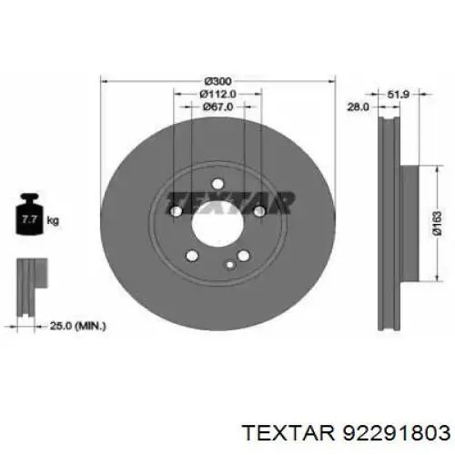 Передние тормозные диски 92291803 Textar