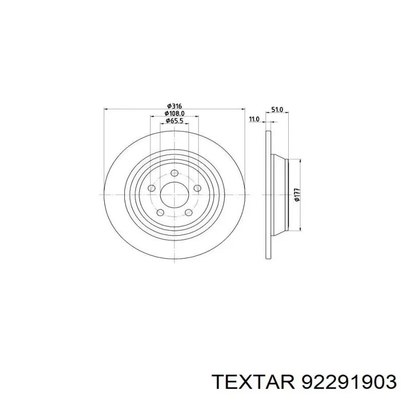 92291903 Textar Дисковый тормоз