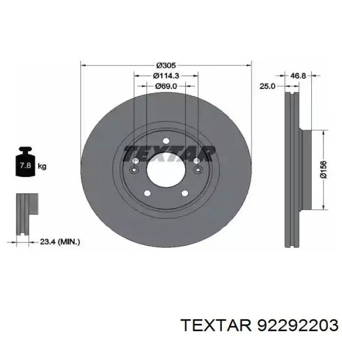 92292203 Textar disco do freio dianteiro