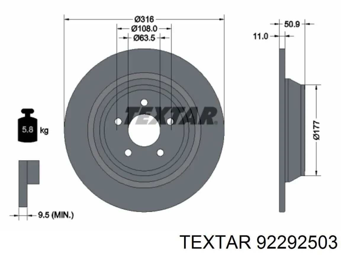 Тормозные диски 92292503 Textar