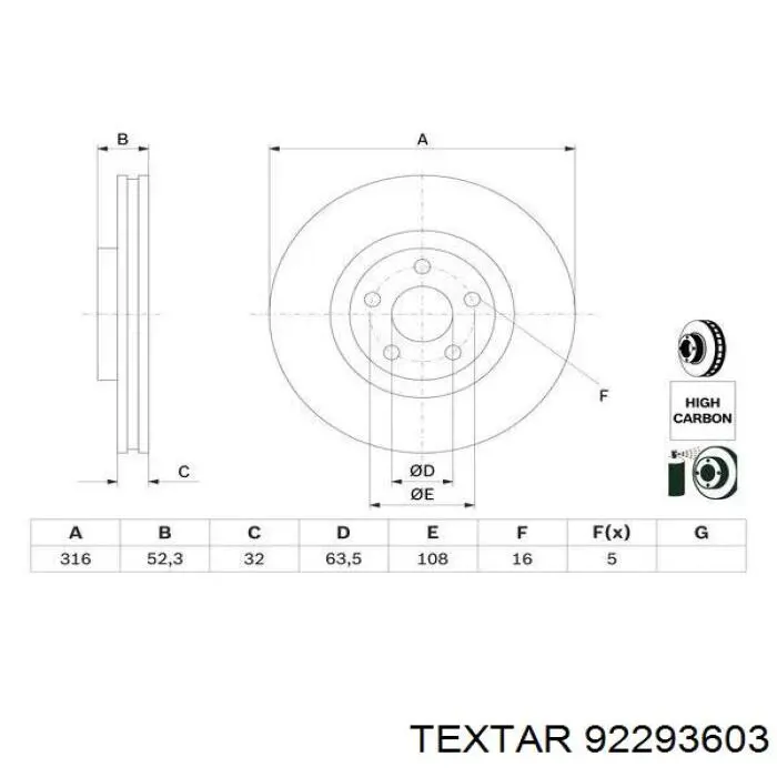 Передние тормозные диски 92293603 Textar