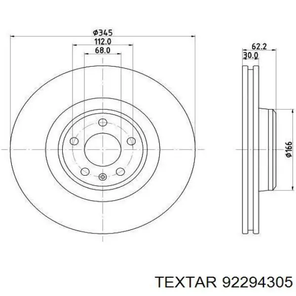 Тормоз дисковый передний Textar 92294305 цена, от 168.03 USD
