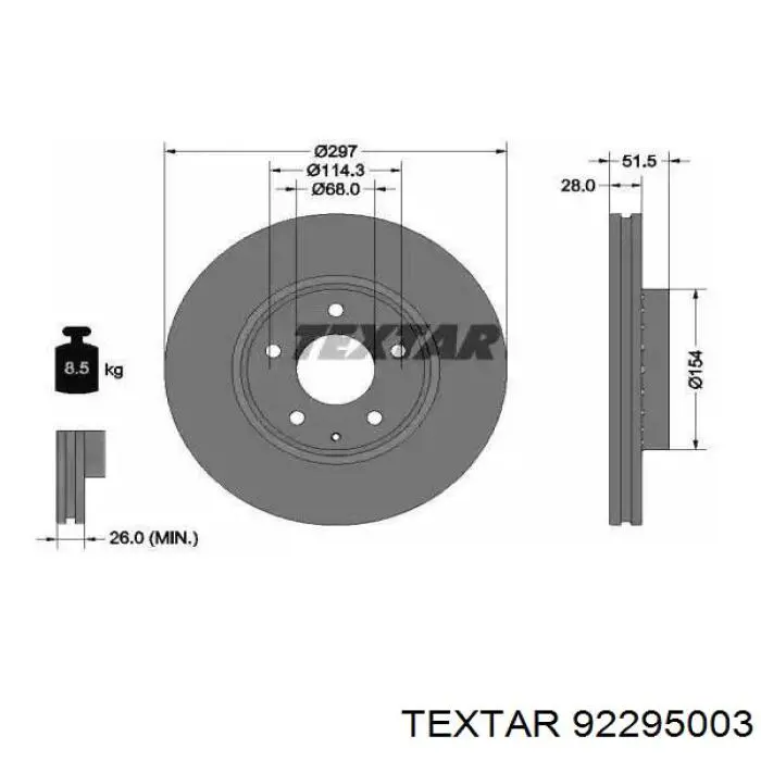 92295003 Textar disco do freio dianteiro