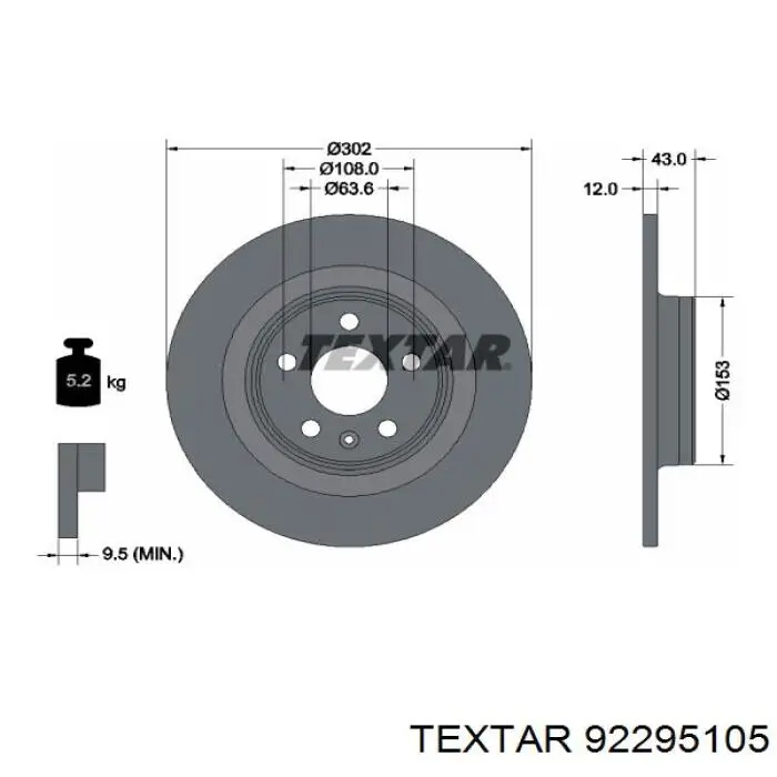 Тормозные диски 92295105 Textar