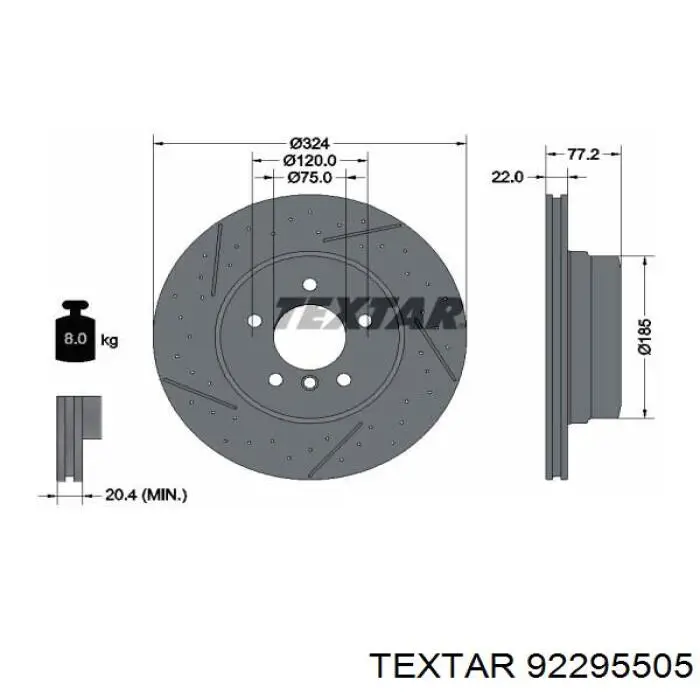 92295505 Textar Дисковый тормоз
