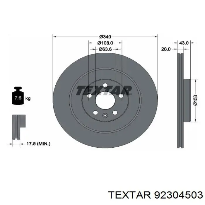 Тормозные диски 92304503 Textar