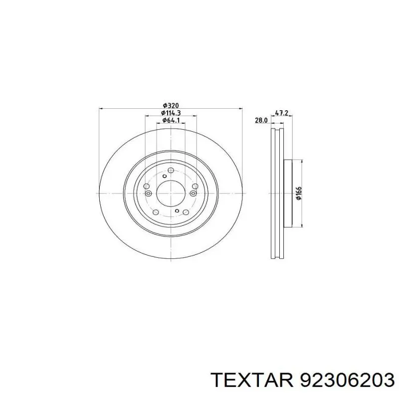 Тормоз дисковый передний Textar 92306203 цена, от 89.35 USD
