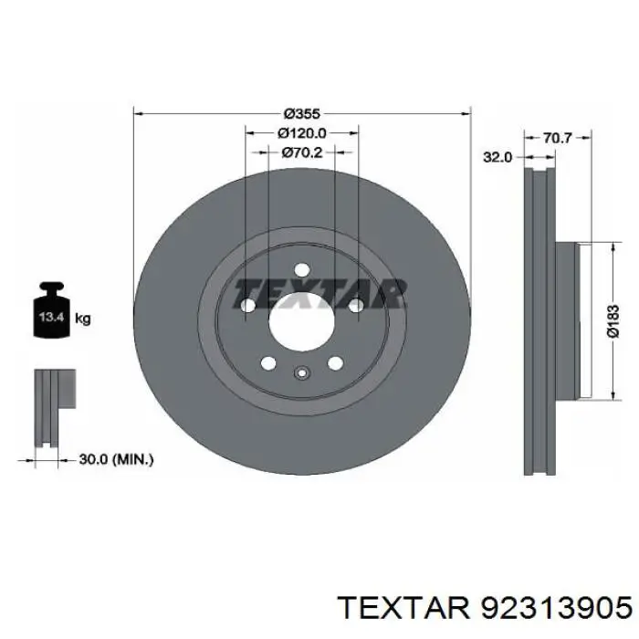 92313905 Textar disco do freio dianteiro