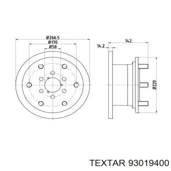 93019400 Textar диск тормозной передний