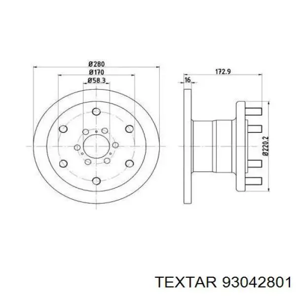 Передние тормозные диски 93042801 Textar