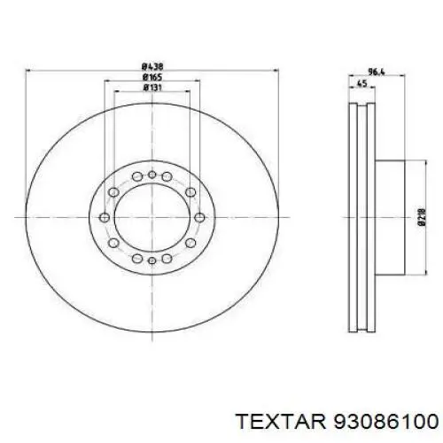 Передние тормозные диски 93086100 Textar