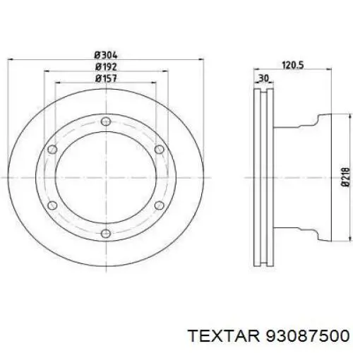 93087500 Textar диск тормозной задний