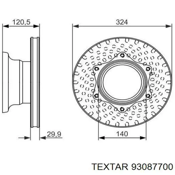 Купить 93087700 Textar Диск тормозной задний