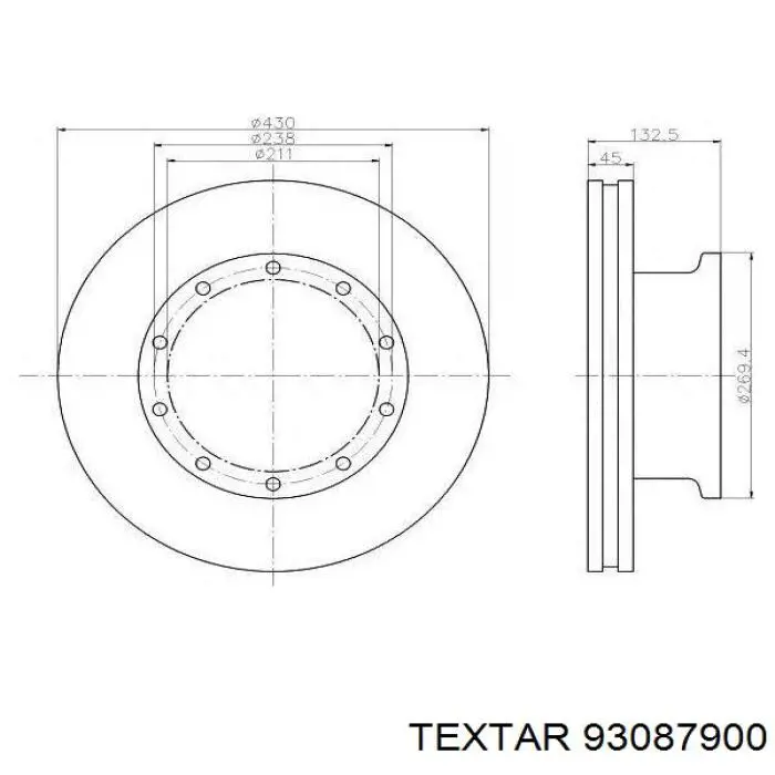 93087900 Textar Диск тормозной передний