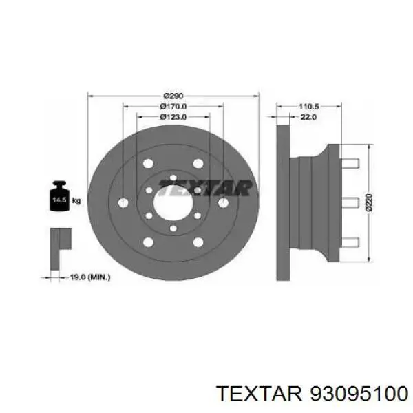 Передние тормозные диски 93095100 Textar