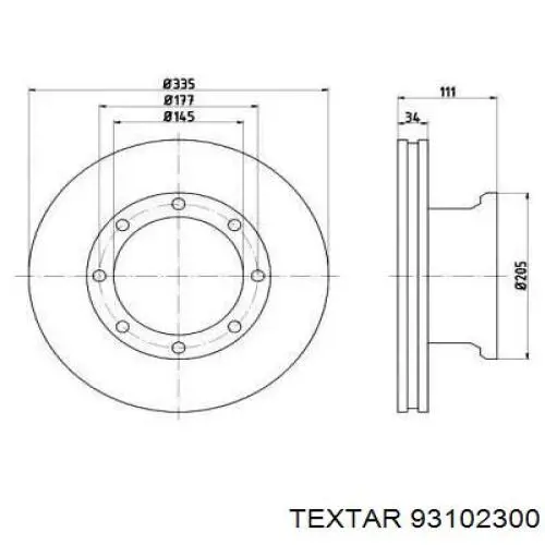 Тормозные диски 93102300 Textar