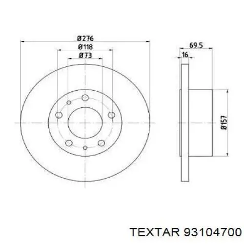 Тормозные диски 93104700 Textar