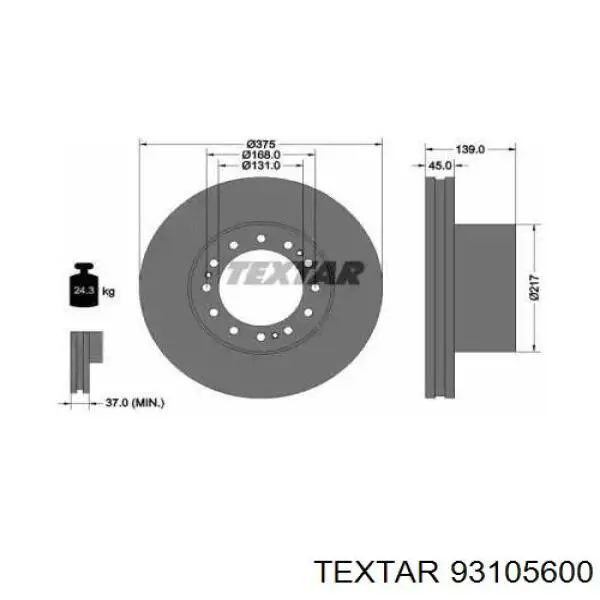 Тормозные диски 93105600 Textar