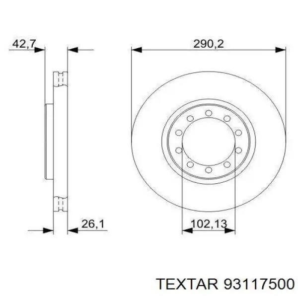 Купить 93117500 Textar Ротор тормозной