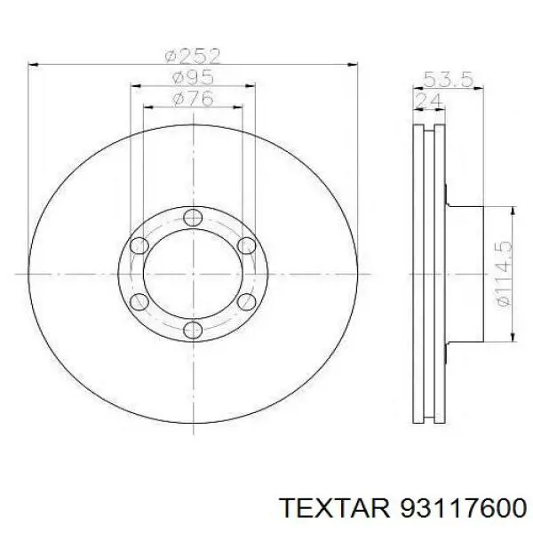 93117600 Textar Дисковый тормоз