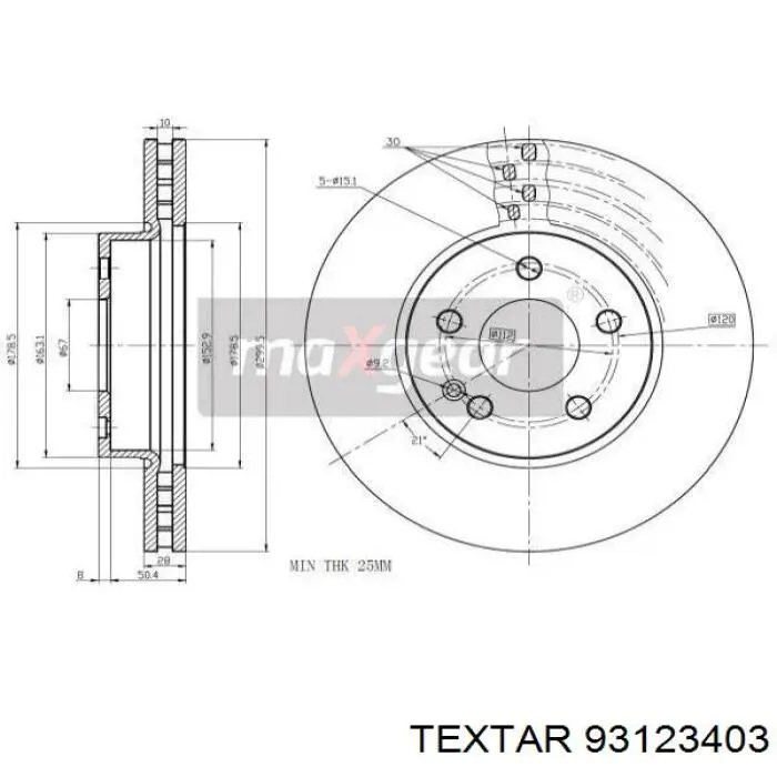 Тормоз дисковый передний Textar 93123403 цена, от 60.61 USD